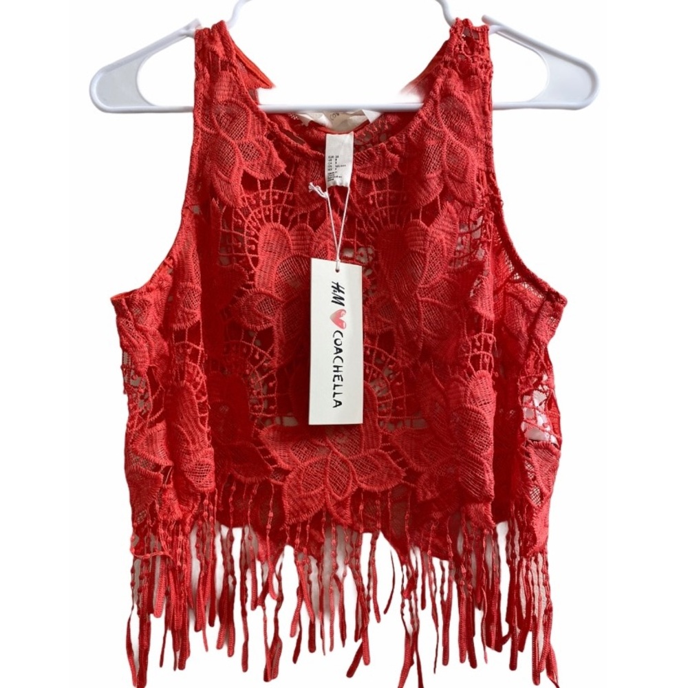 H&M x Coachella crop top in coral